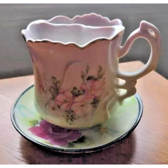 Nippon Porcelain Antique Men's Shaving Cup and Saucer Vanity Set - Picture 9 of 16
